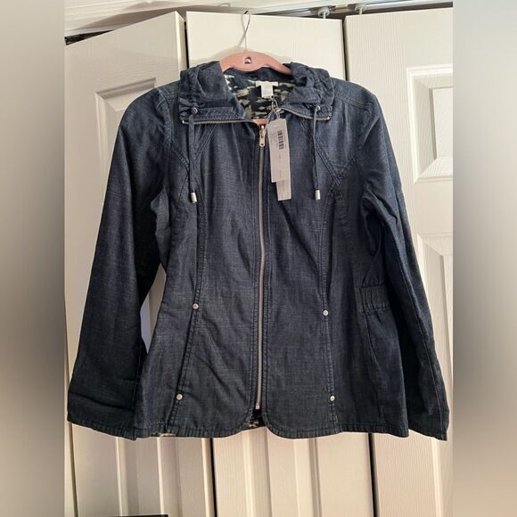 Chico’s Sporty Animal Reversible Denim Jacket - Picture 1 of 6